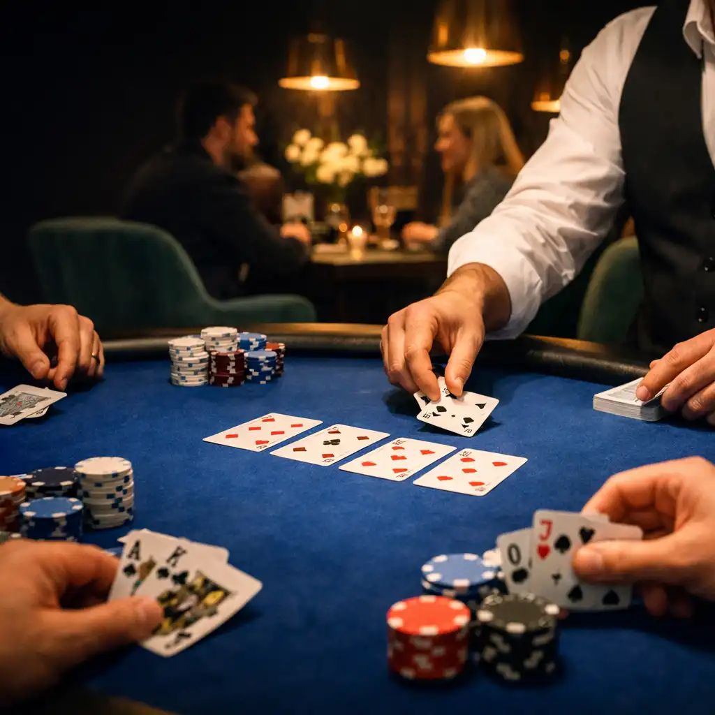 Személyes Texas Hold’em est fizikai pokerasztalnál, Poker Lounge környezetben